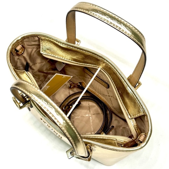 Michael Kors XS Jet Set Travel Top Zip Tote Bag Pale Gold - Picture 7 of 9